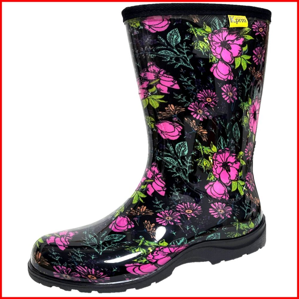 Waterproof Rubber Rain Boots Mid Calf Outdoor Work Garden Comfort Insole